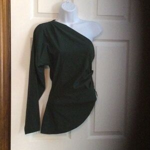 One-Shoulder Dark Green Top NWT
